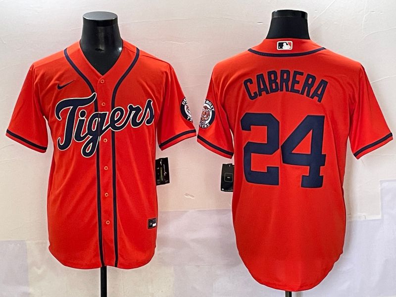 Men 2025 Detroit Tigers 24 Cabrera Orange Game Nike MLB Jersey style 1